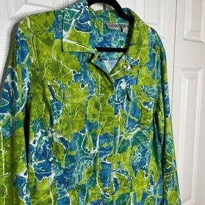 Chicos Watercolor Floral Jacket 2 Large